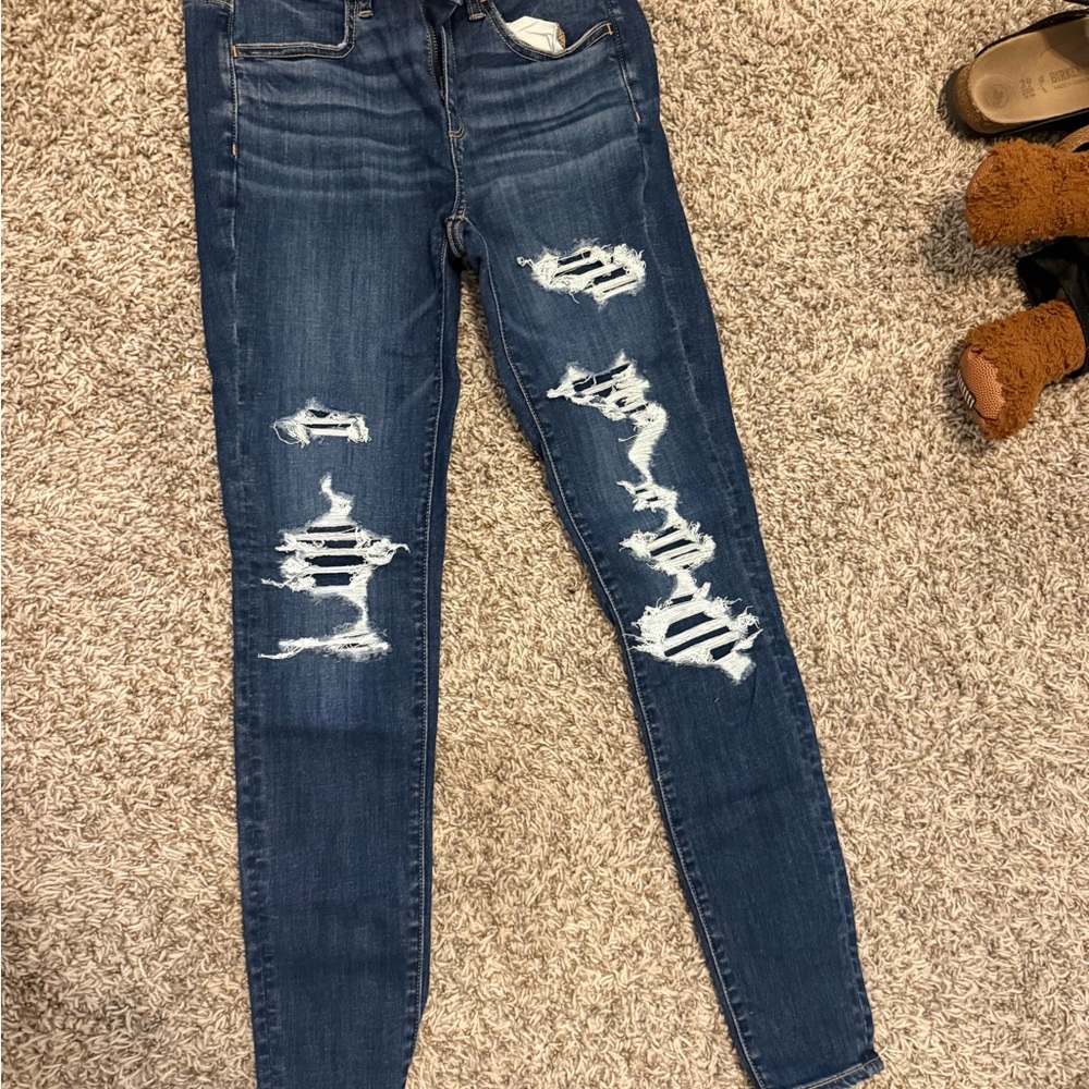 American Eagle Outfitters Blue Skinny Jeans Distressed